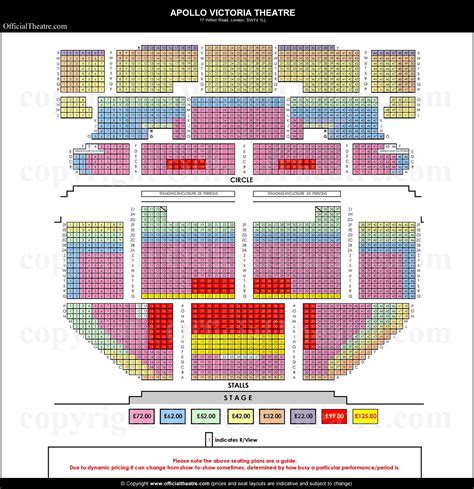 Apollo Victoria Theatre London seat map and prices for Wicked.
